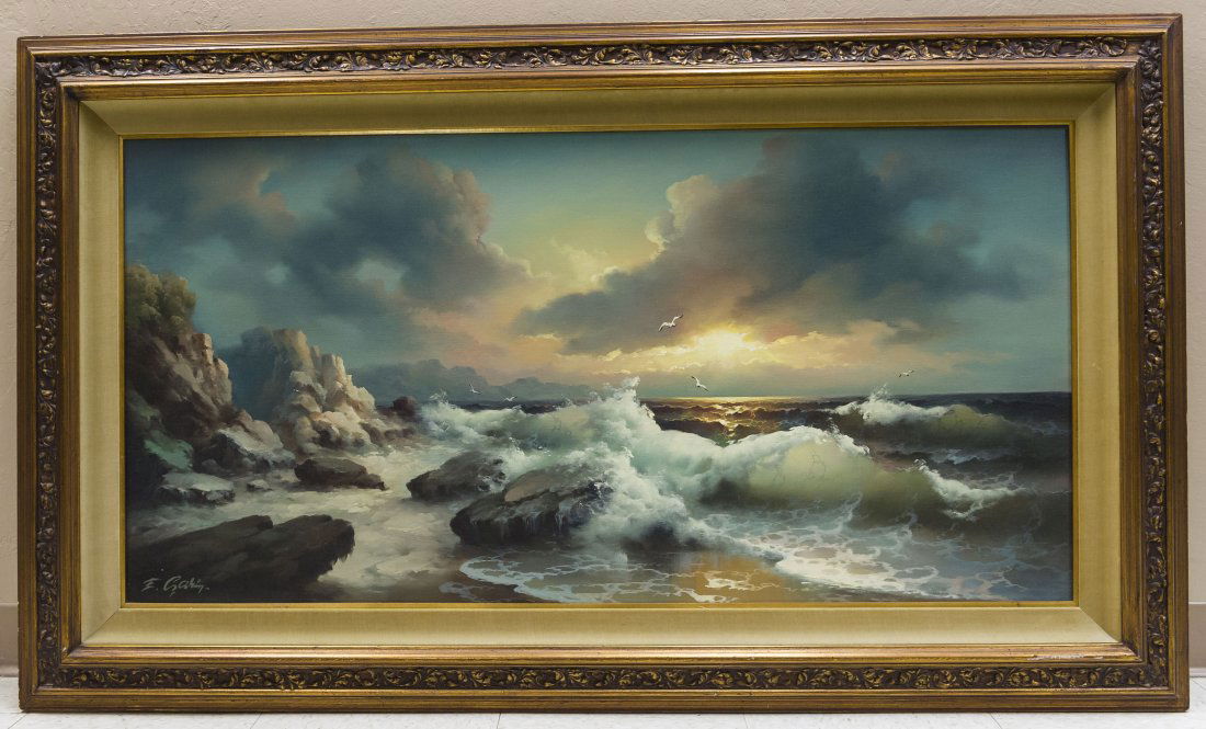Eugene Garin Oil on Canvas, Crashing Waves. (1 of 8)