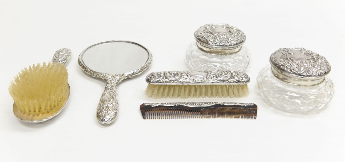 English Silver 6-pc Dresser Set. (1 of 4)