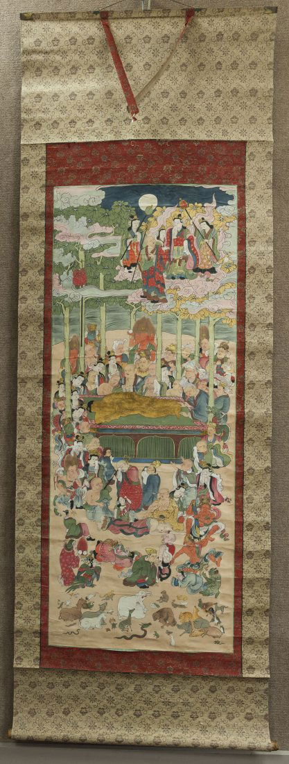 Chinese Hand Colored Scroll on Silk. (1 of 6)