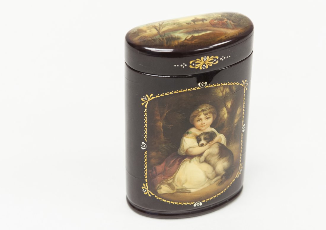 Russian Lacquer Box. Demi Lune Form. (1 of 8)