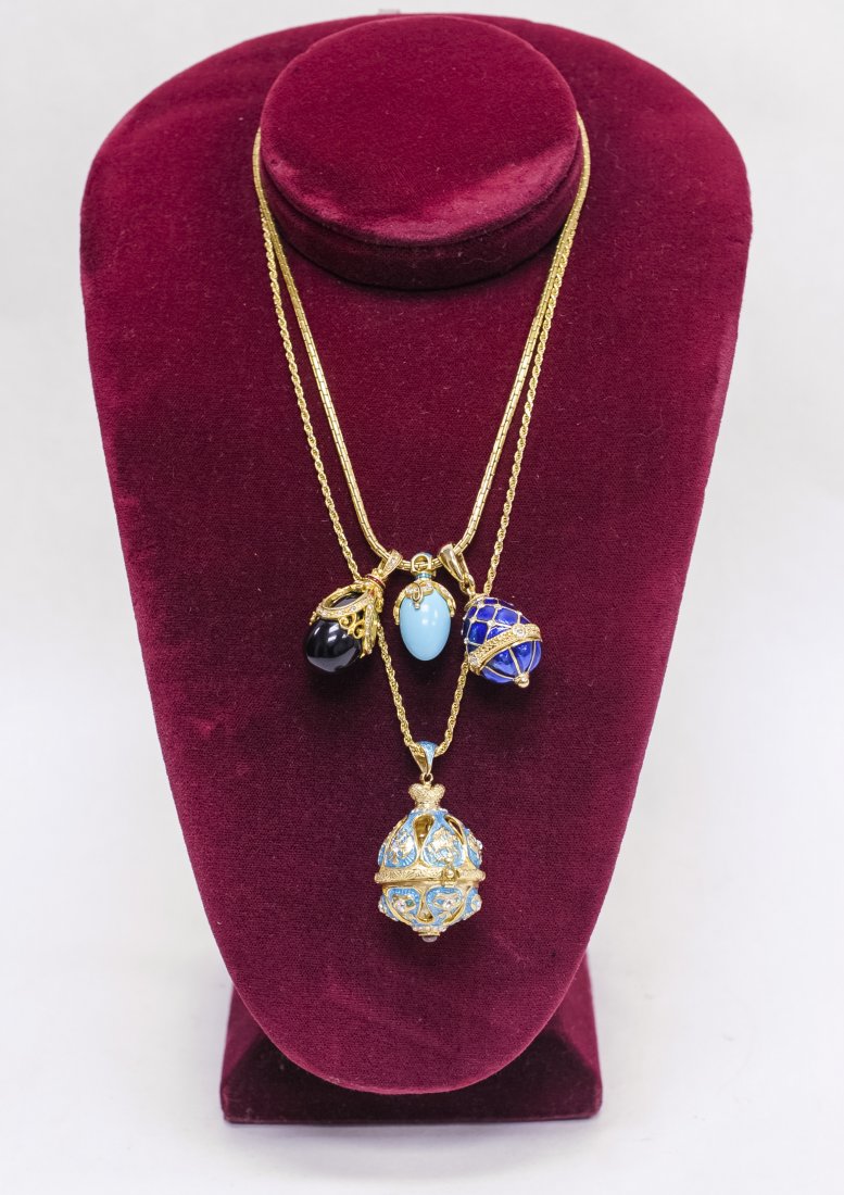 Four Faberg Style Egg Shaped Pendants. (1 of 8)