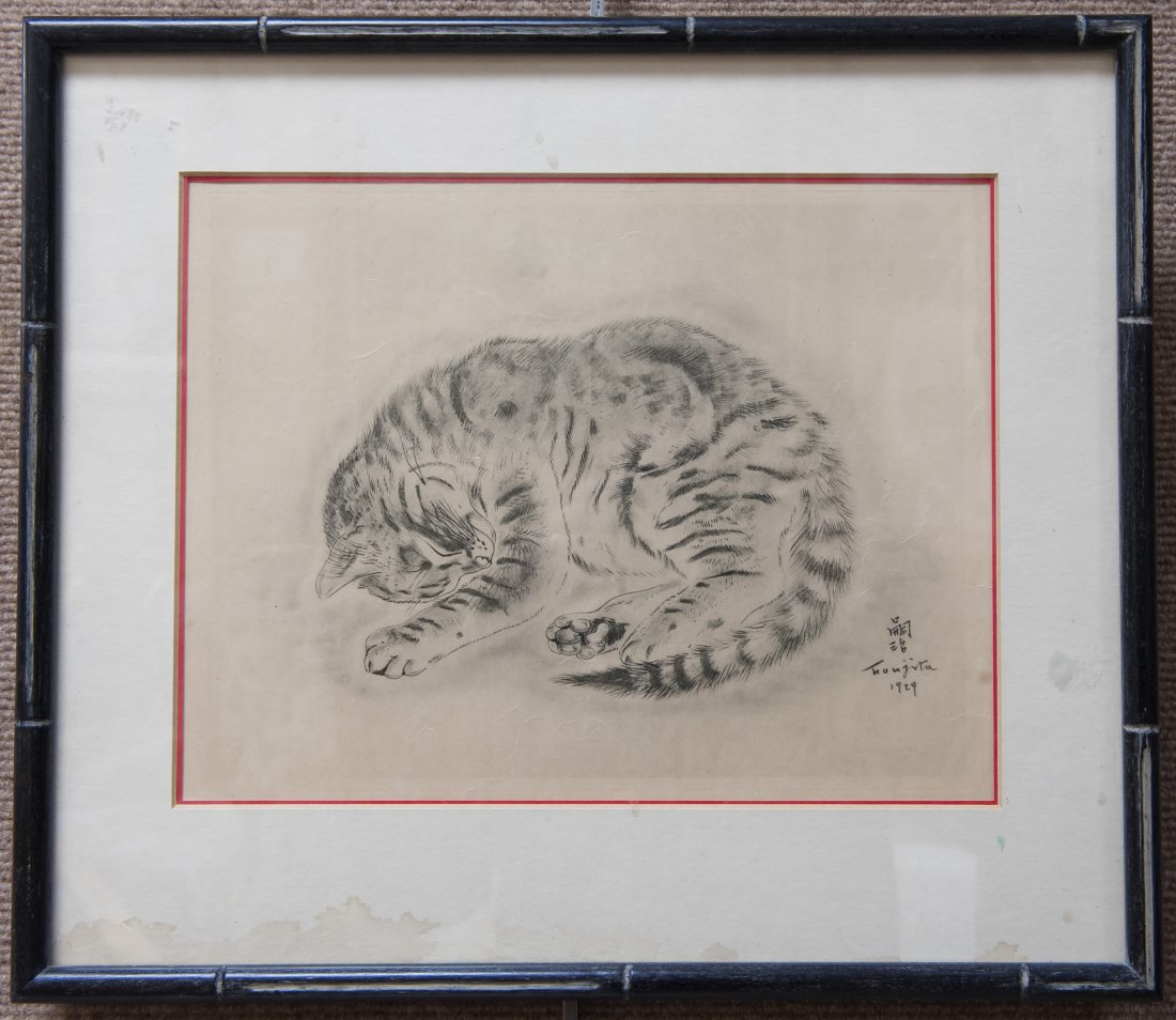 Foujita Lithograph, Sleeping Cat. 1929 (1 of 6)