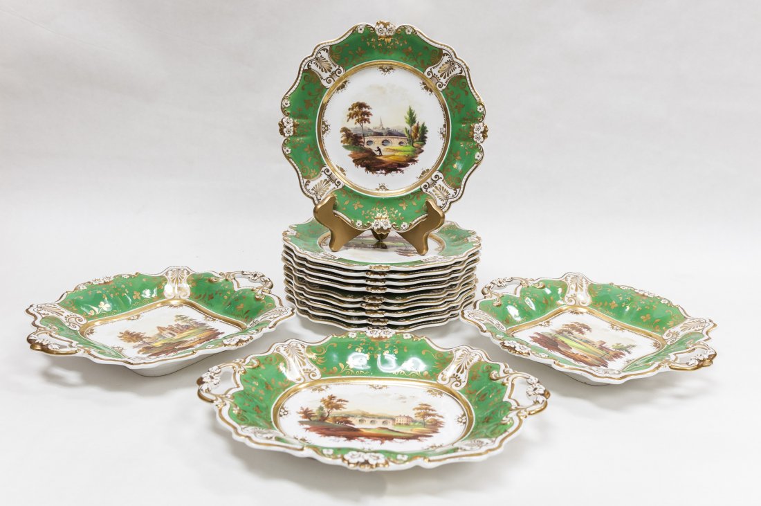 Thirteen Piece Continental Porcelain Dessert Set. (1 of 8)