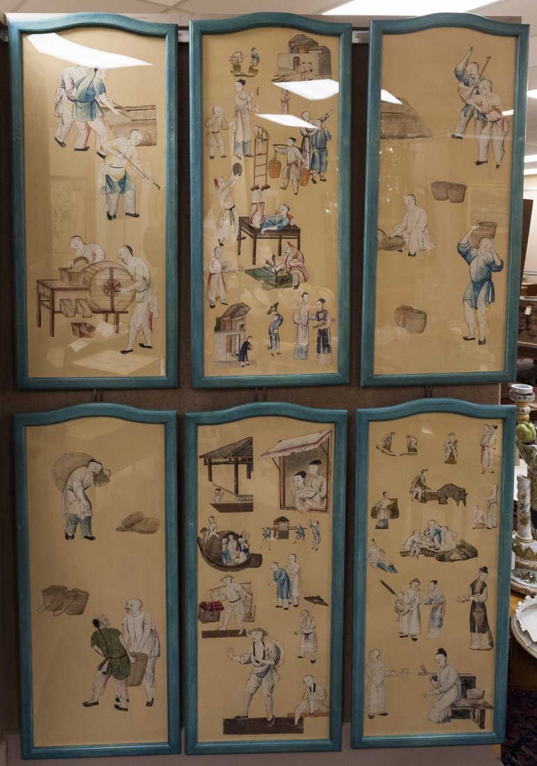Set of (6) Framed Chinese Picture Plaques (1 of 10)