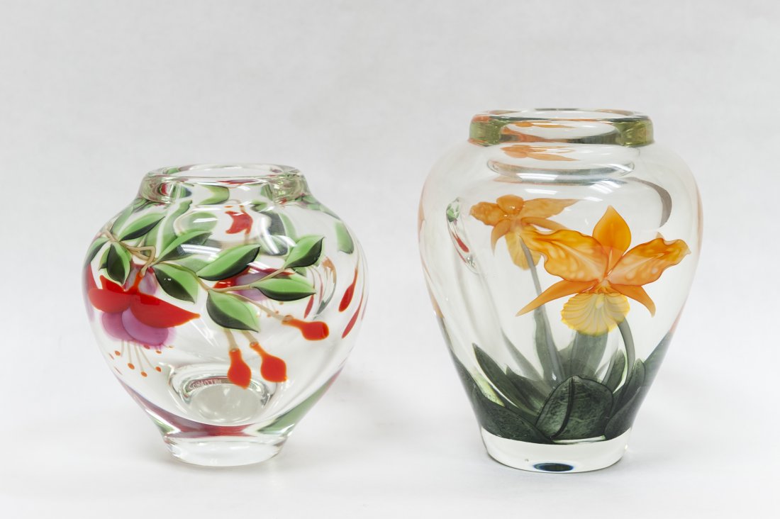 (2) Orient and Flume Art Glass Vases. (1 of 10)