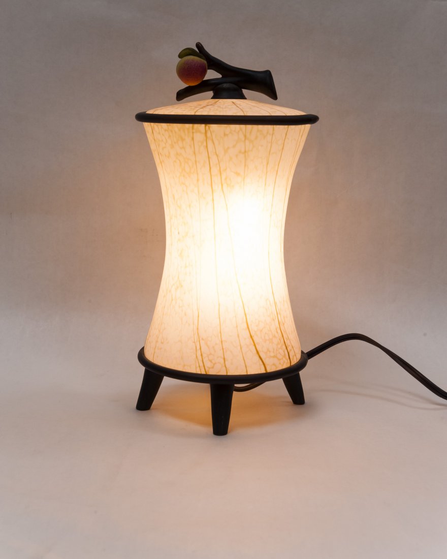 Melanie Leppla Kyoto Lantern.: Melanie Leppla peach tall Kyoto branch lantern. Kyoto Lanterns are a series of sculptural lighting that capture the studied beauty and simplicity of the Japanese aesthetic while utilizing the perfect 