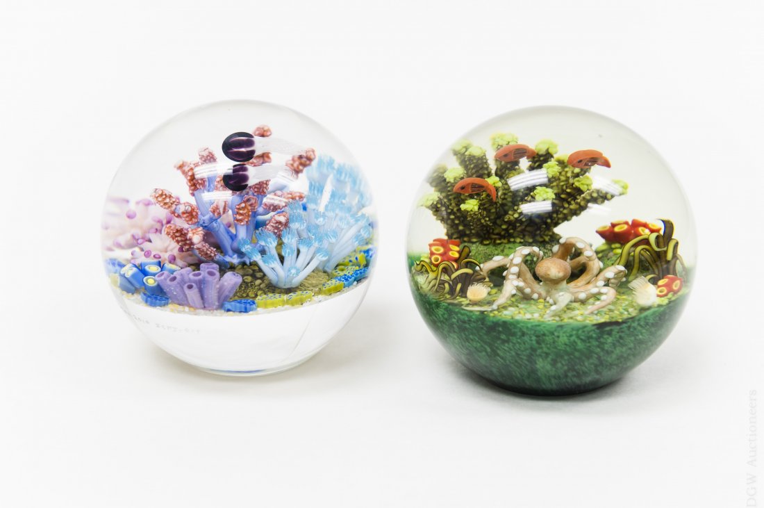 (2) Cathy Richardson Art Glass Paperweights. (1 of 8)