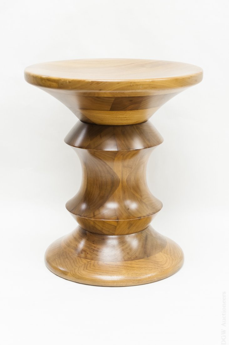 Charles & Ray Eames Time-Life Stool.: Charles & Ray Eames Time-Life stool by Herman Miller. Turned walnut, circa 1960s. (Height: 15", Diameter: 13" approximately).