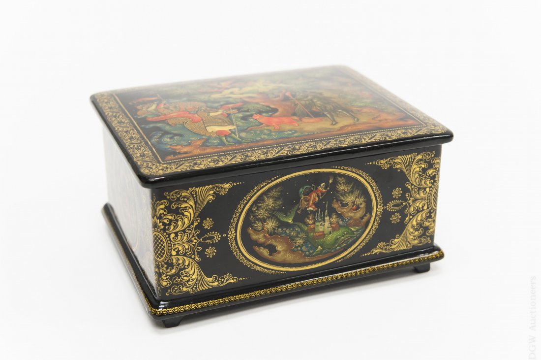 Russian Palekh Lacquer Box. (1 of 9)