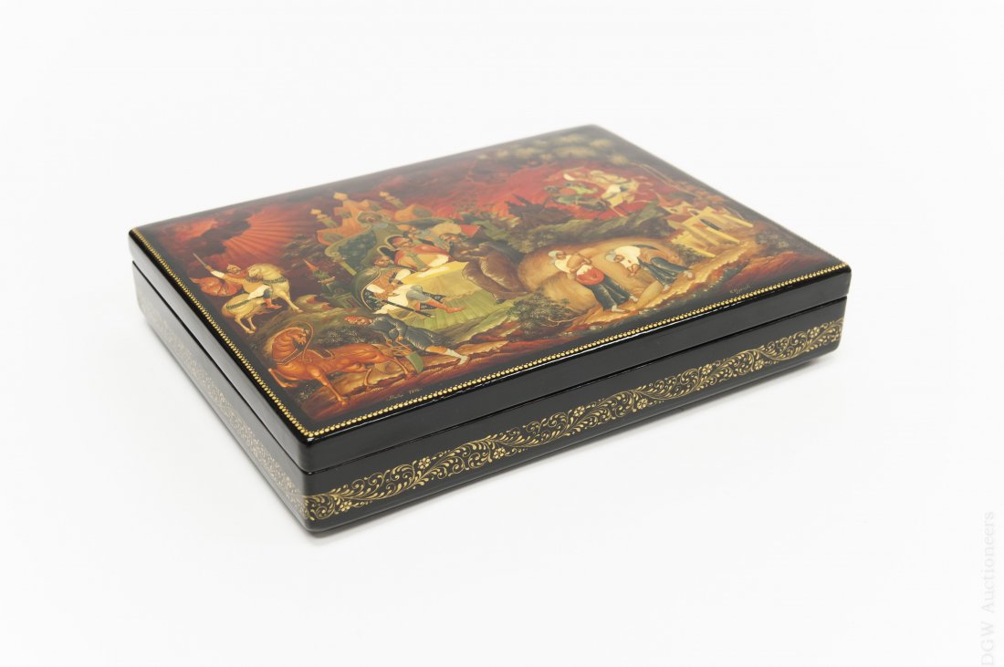 Russian Palekh Lacquer Box. (1 of 9)