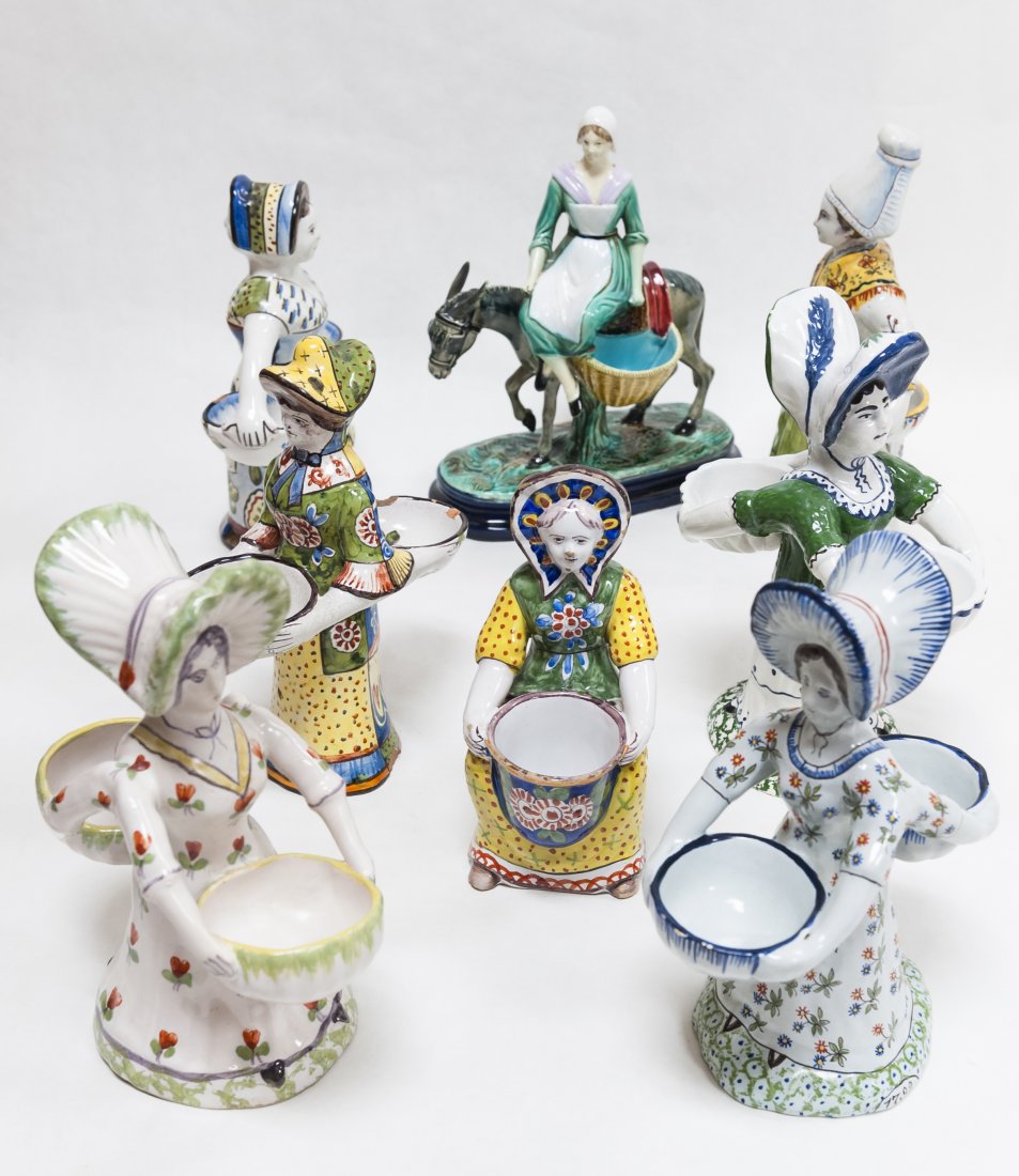 (8) French Pottery Figural Master Salts. (1 of 10)