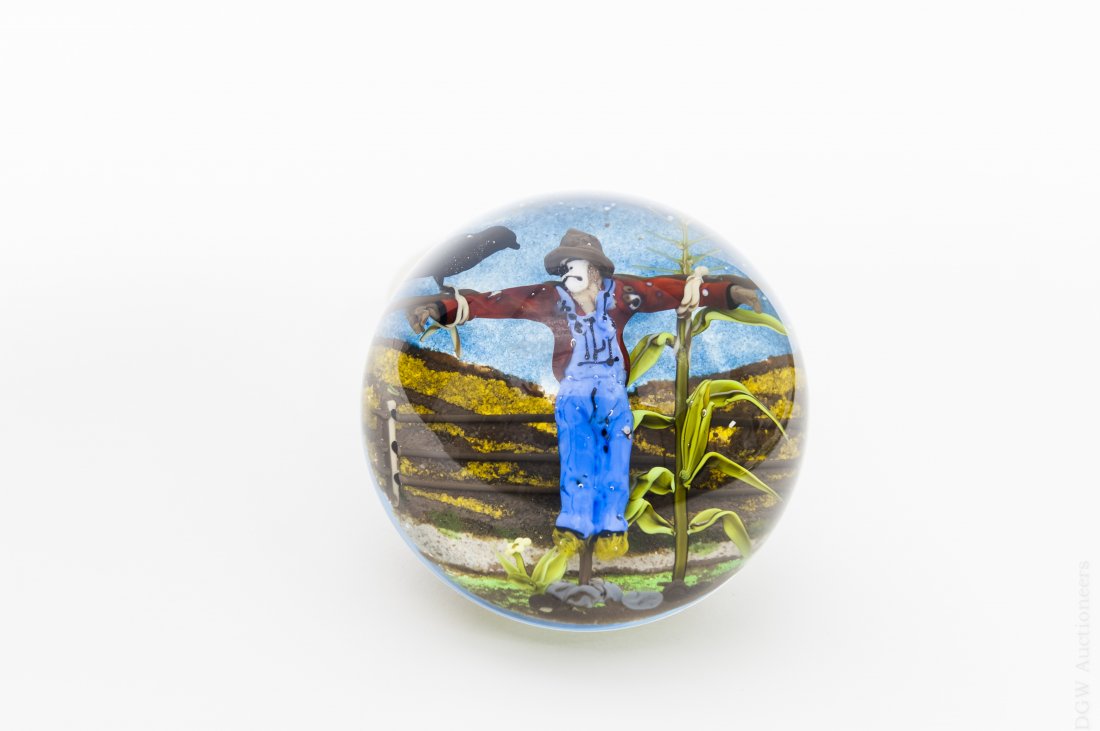 Jim D’Onofrio Scarecrow Art Glass Paperweight. (1 of 6)