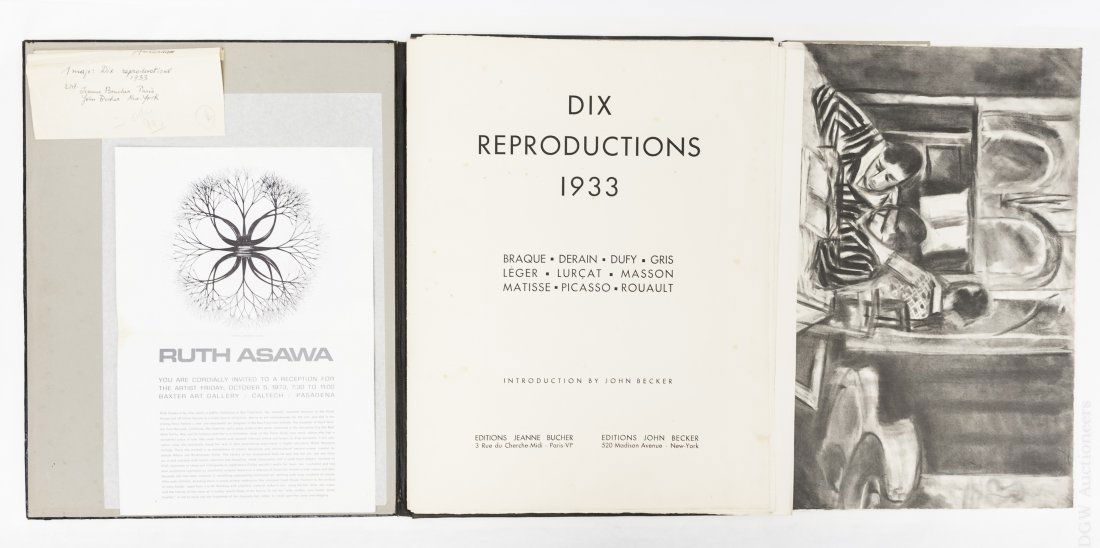 Dix Reproductions 1933 Portfolio.: Dix Reproductions 1933, Portfolio of reproductions of various artists. Introduction by John Becker. Editions Jeanne Bucher, Editions John Becker. Artists: Georges Braque, Andre Derain, Raoul Dufy, Jua