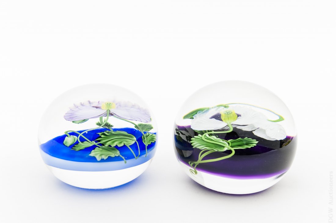 (2) Daniel Salazar Opium Poppy Paperweights. (1 of 9)