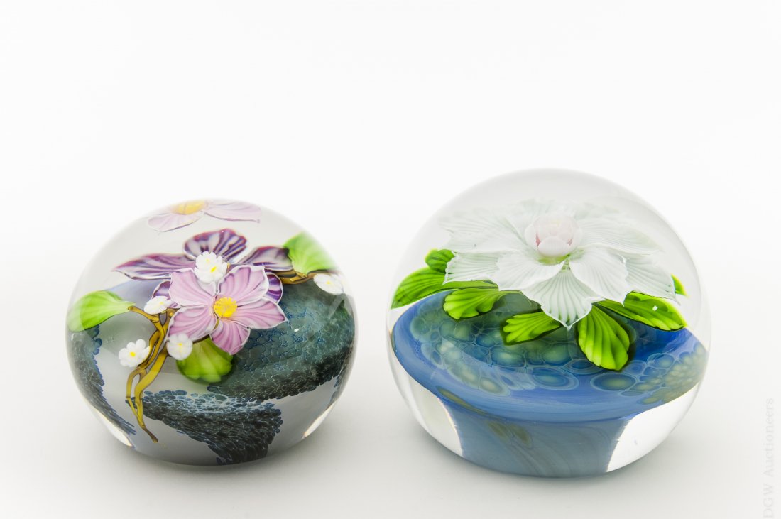 (2) Mayauel Ward Art Glass Paperweights. (1 of 10)