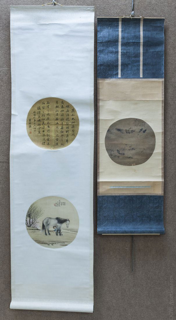 (2) Asian Hand Colored Scrolls. (1 of 10)