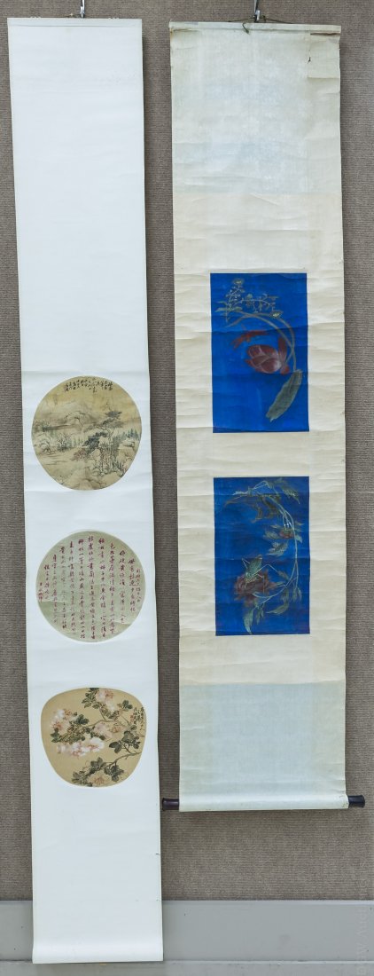(2) Asian Hand Colored Scrolls. (1 of 10)