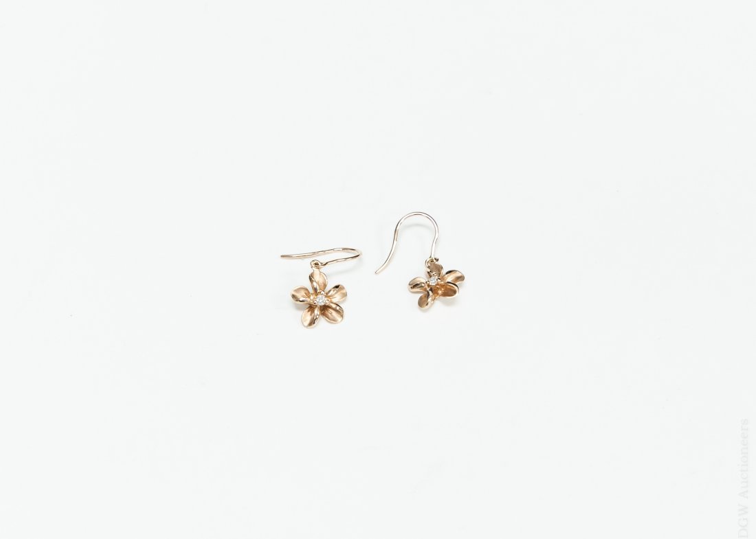 Pair of Na Hoku Gold and Diamond Earrings. (1 of 5)