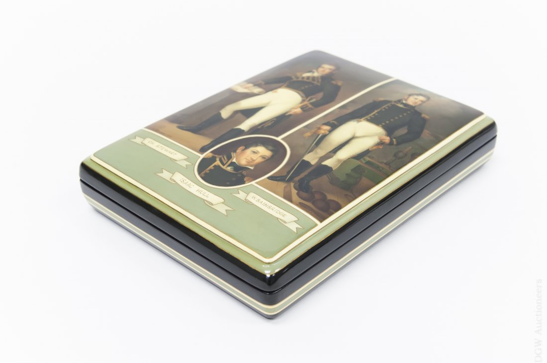 Lacquer Box with 3 Portraits of U.S. Naval Officers. (1 of 9)