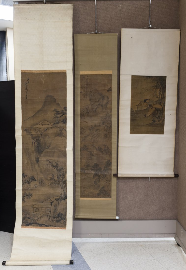 (3) Asian Hand Colored Scrolls. (1 of 7)