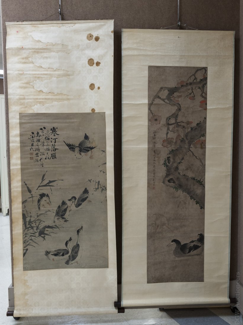 (2) Asian Hand Colored Scrolls. (1 of 8)
