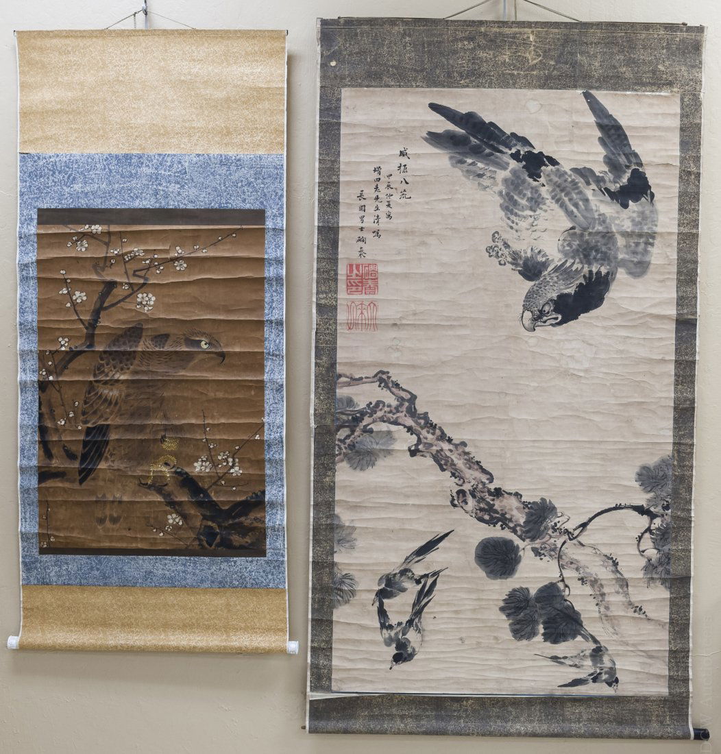 (2) Asian Hand Colored Scrolls. (1 of 7)