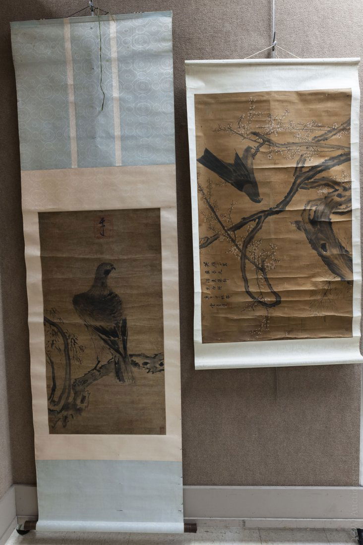 (2) Asian Hand Colored Scrolls. (1 of 10)
