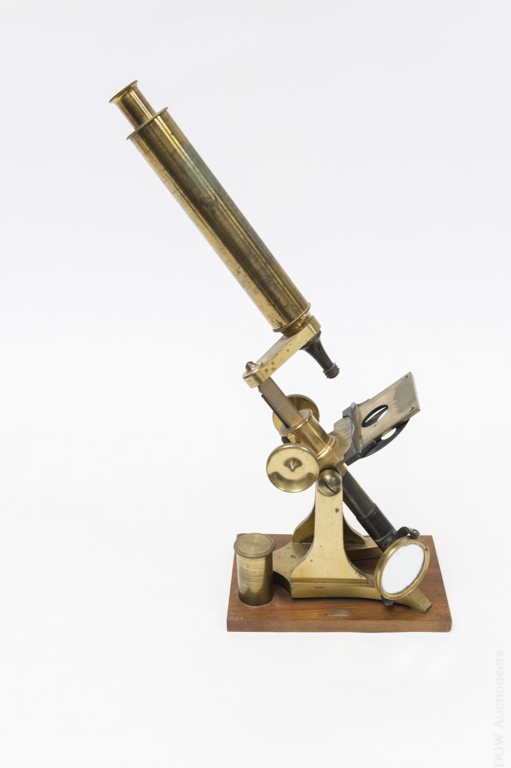 Brass Compound Monocular Microscope. (1 of 5)