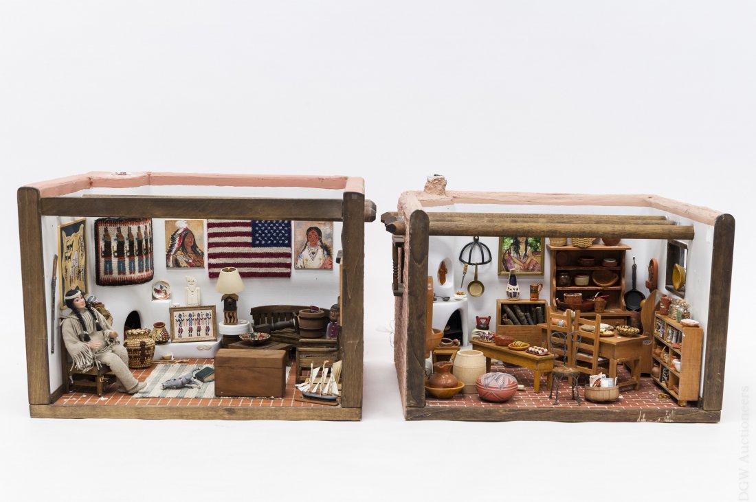 (2) Native American Doll House Dioramas. (1 of 9)
