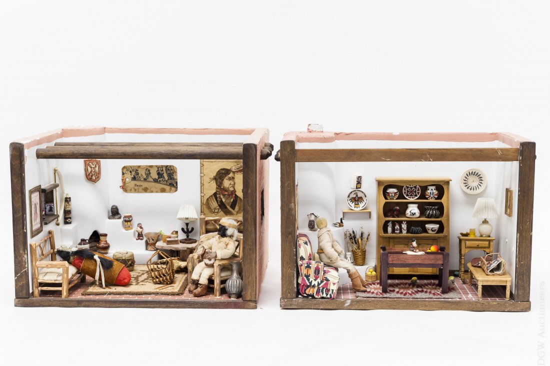 (2) Native American Doll House Dioramas. (1 of 9)
