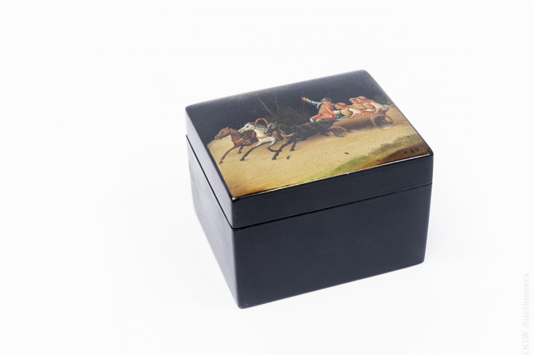 Early 20th C. Fedoskino Russian Lacquer Box. (1 of 7)