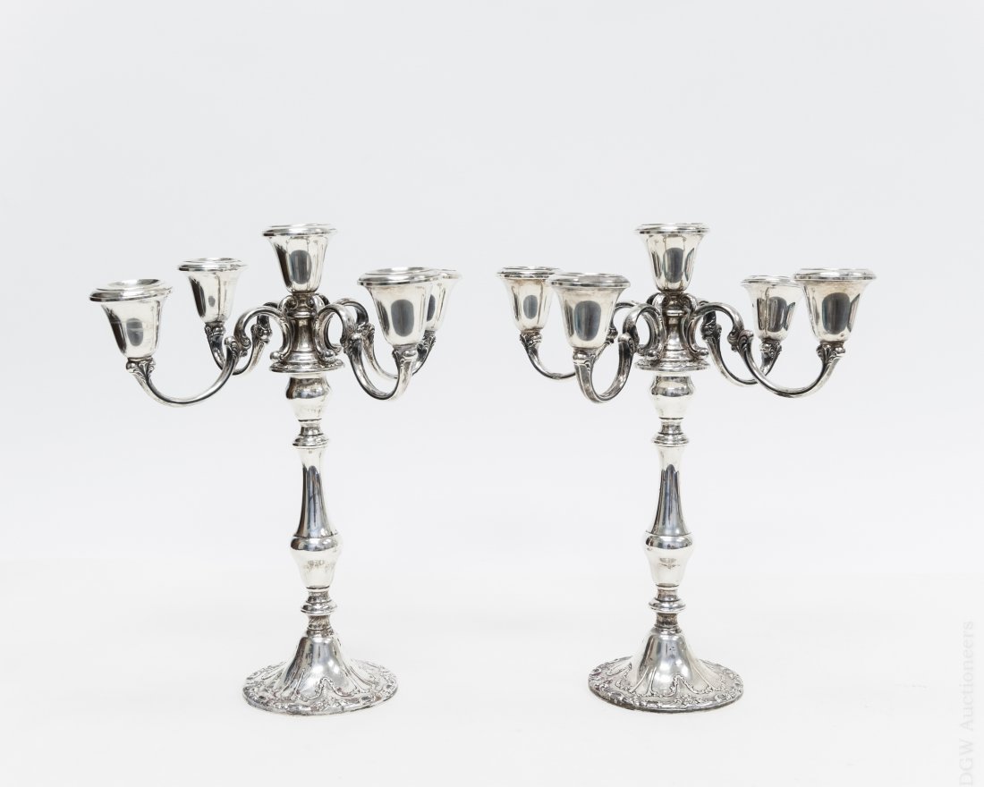 Pair of Gorham Weighted Sterling Candelabra. (1 of 6)