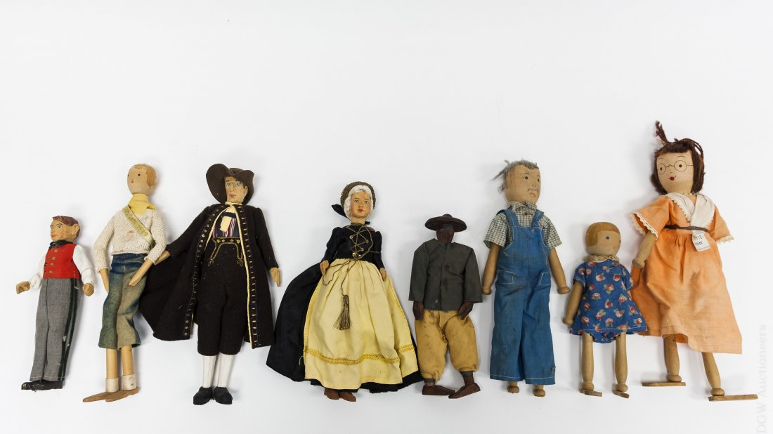 (8) Wooden Folk Art Dolls. (1 of 8)