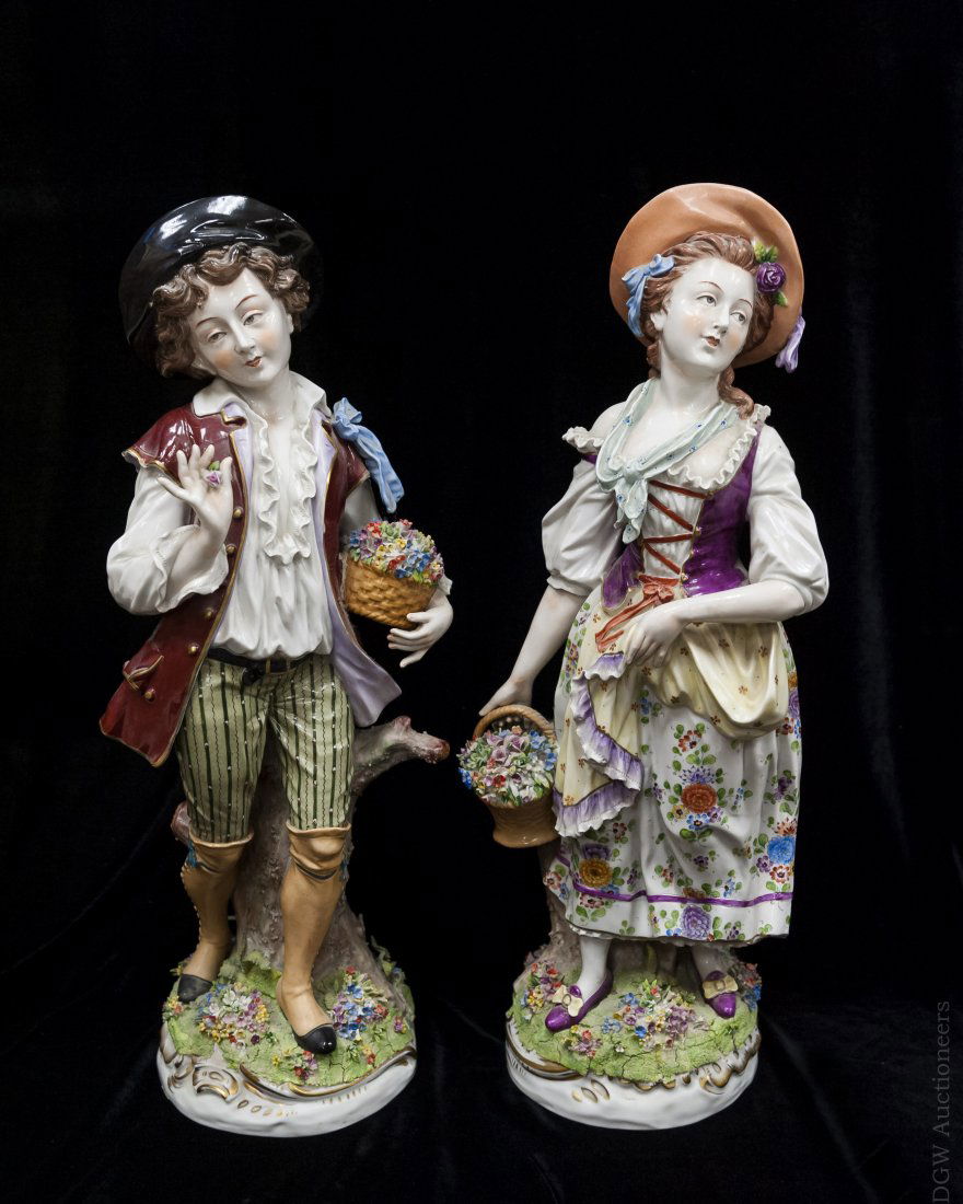 Pair of Sitzendorf Porcelain Figurines. (1 of 6)