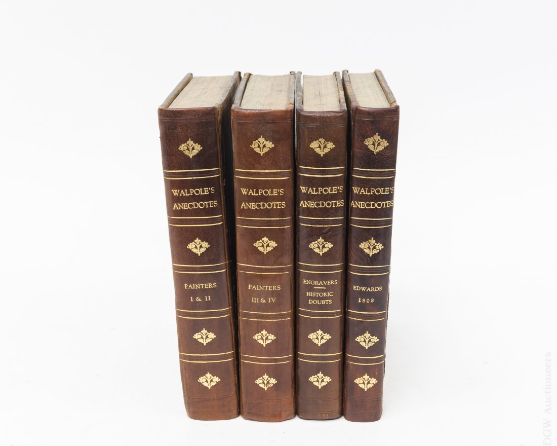 (4) Volumes, Walpole's Anecdotes, Early 1800s. (1 of 8)
