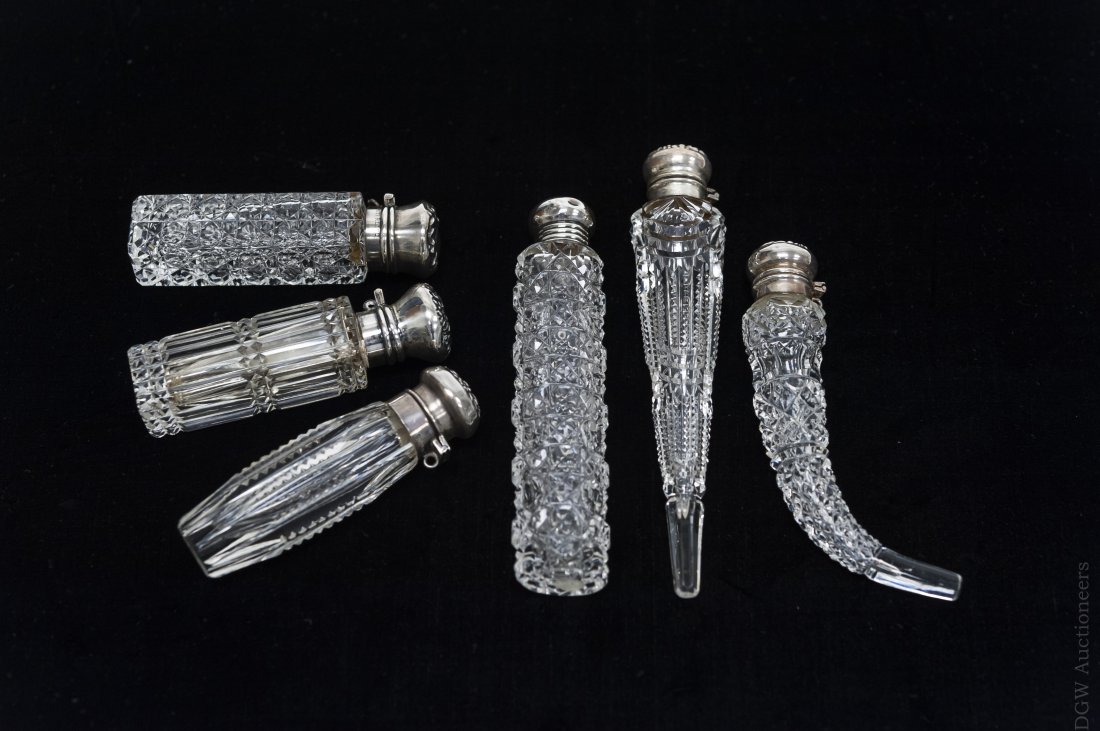 (6) Vintage Perfume Bottles with Sterling Caps. (1 of 6)