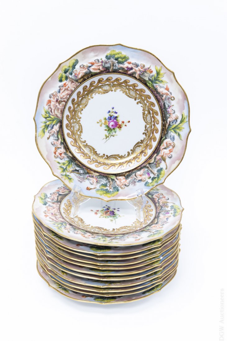 (12) Capodimonte Porcelain Floral Plates. (1 of 8)