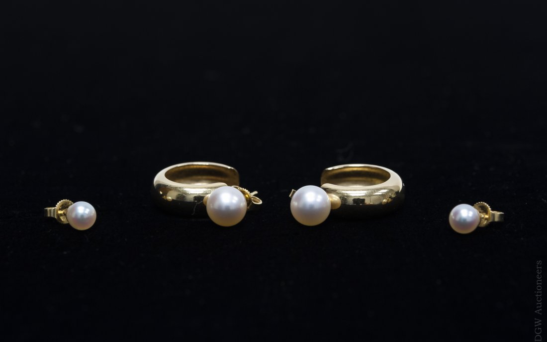 Two pairs of Mikimoto Pearl Earrings. (1 of 5)