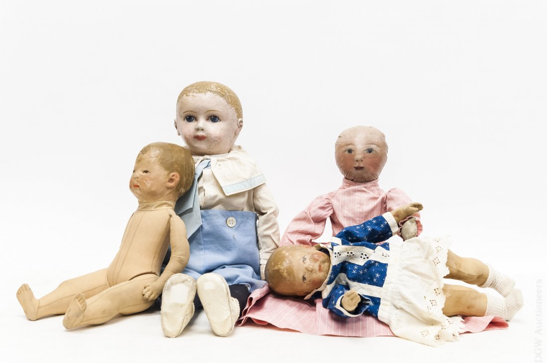 (4) Vintage Cloth Dolls with Painted Faces. (1 of 5)