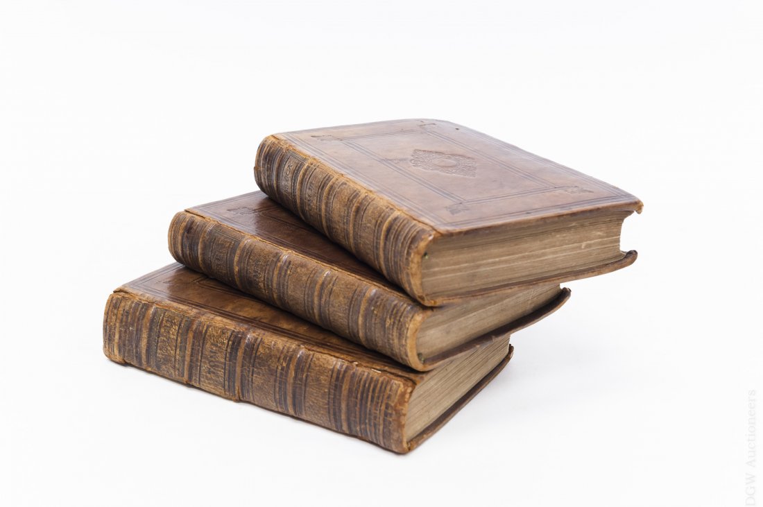 (3) Antique Leather Bound Hebrew Books. (1 of 10)