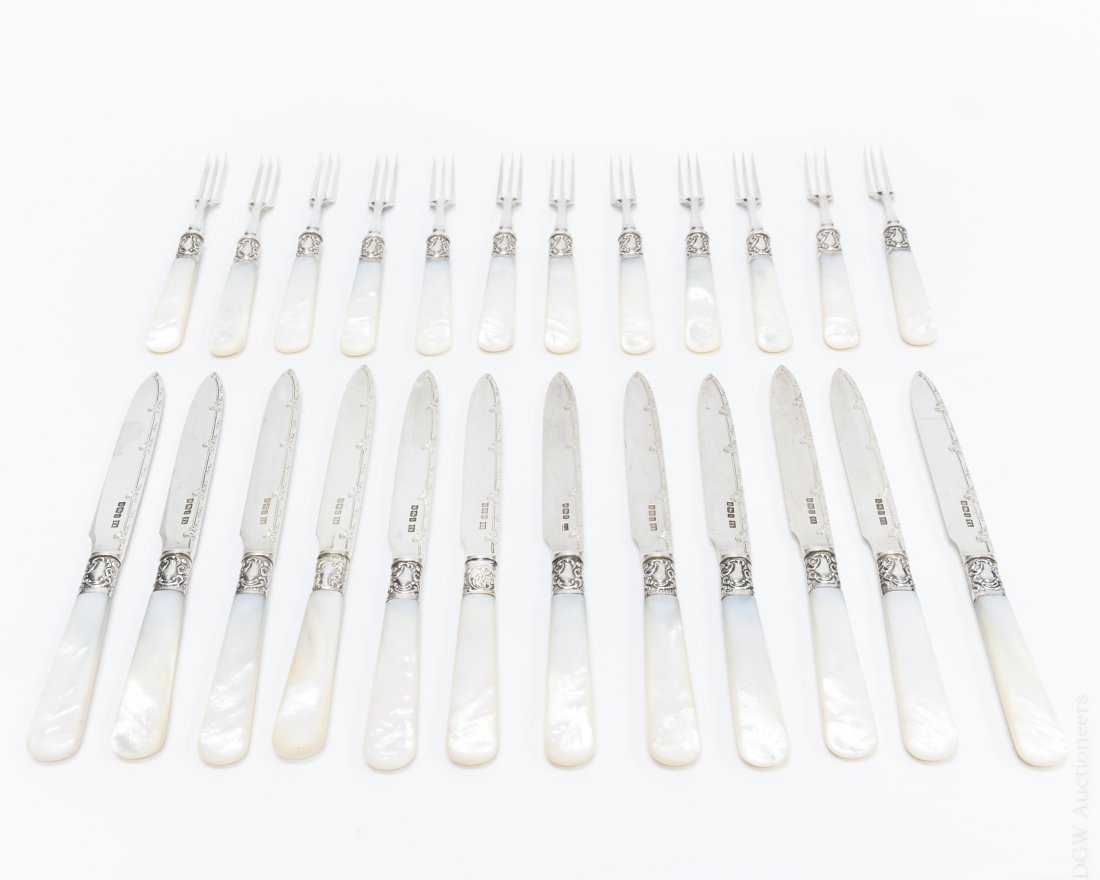 Sterling Silver and m-o-p Knife and Fork service. (1 of 7)