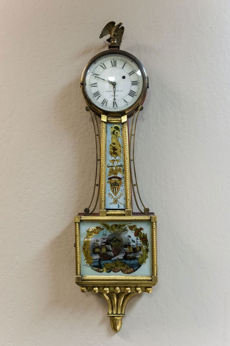 Mahogany Banjo Clock Attributed to Aaron Willard. (1 of 7)