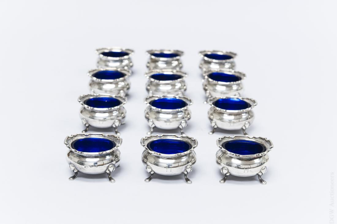 Set of (12) Adie Bros. English Silver Salt Cellars. (1 of 6)