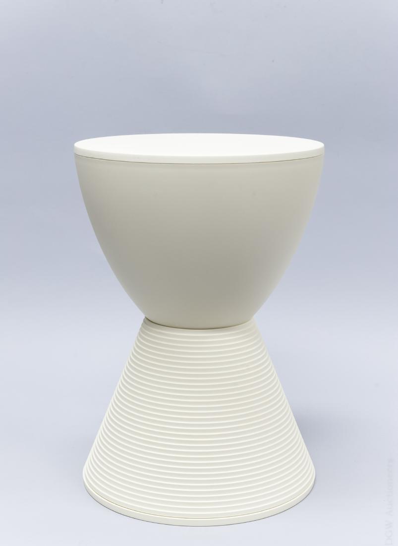 Starck "Prince Aha" Designer Stool for Kartell.: Starck "Prince Aha" designer stool for Kartell. Hour glass shape with grooved surface on one half. (Approx. 16 3/4" tall, 11 3/4" diameter).