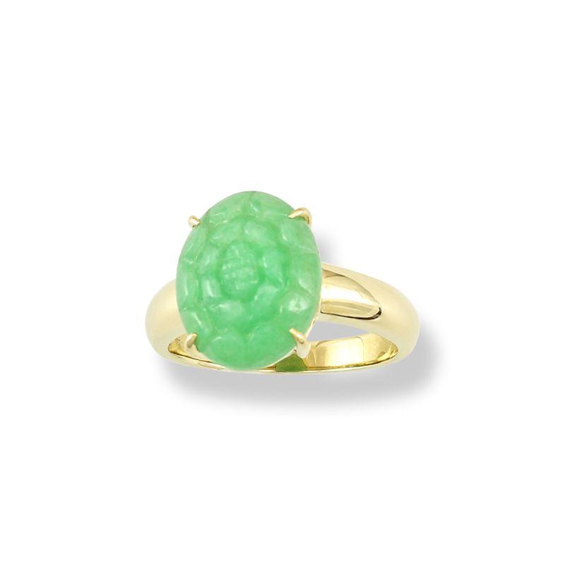 One Of A Kind  14k Yellow Gold Carved Green Jadeite (1 of 3)