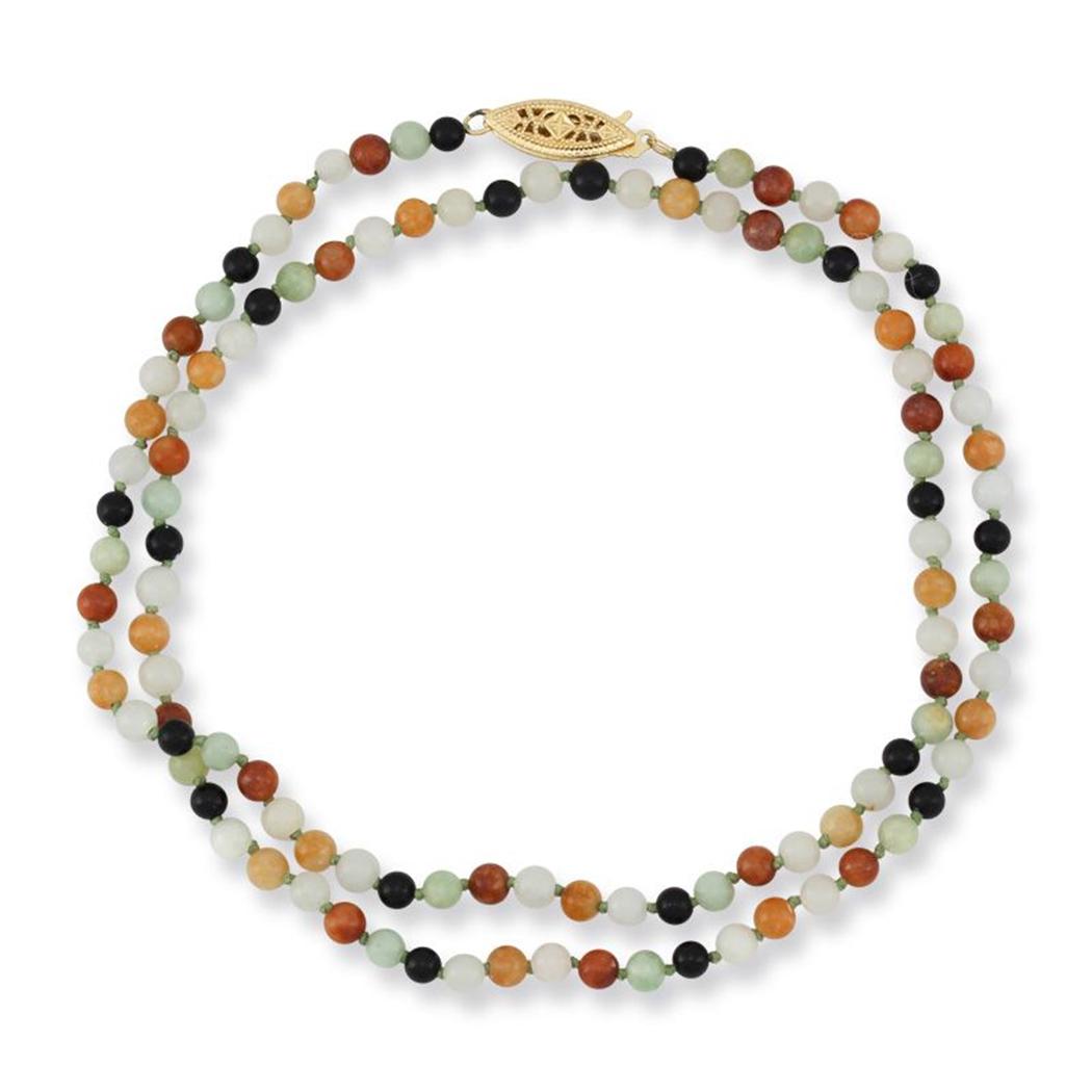 14K YELLOW GOLD MULTI-COLOR JADEITE JADE BEAD NECKLACE (1 of 2)