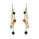 14K YELLOW GOLD MULTI-COLOR JADEITE JADE DROP EARRING