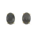14K YELLOW GOLD GREY JADEITE JADE STUD EARRING