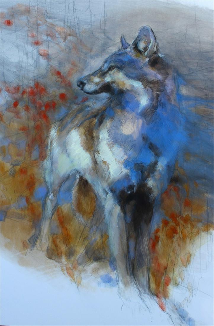 Crimson Wind Wolf ~ Amy Lay: Crimson Wind Wolf ~ Amy Lay ~ Dimensions: 24 x 16 ~ Giclee on Paper ~ Edition Size: Open ~ Release Date: 1-2018