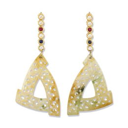 One Of A Kind  18k Yellow Gold Yellow Jadeite Jade Drop